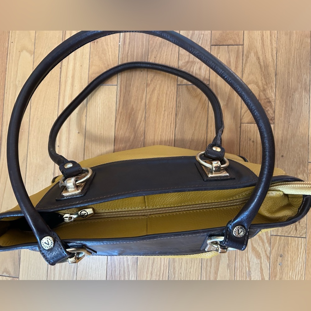 Valentina Yellow and Brown Italian leather Women's Purse - Picture 6 of 9